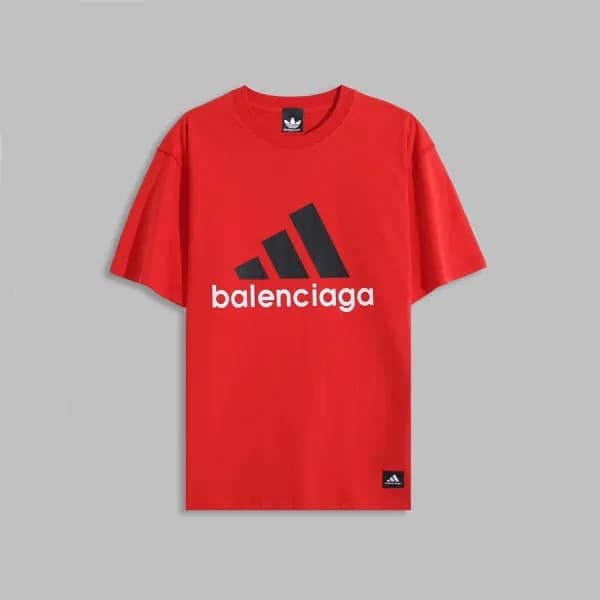 발렌시아가 남성 크루넥 레드 반팔티 - Mens Red Tshirts - bal01547x - 1