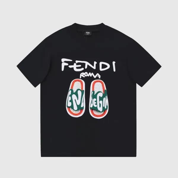 펜디 남성 블랙 크루넥 반팔티 - Mens Black Tshirts - fen01237x - 1