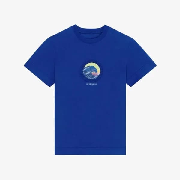 지방시 남성 크루넥 블루 반팔티 - Mens Blue Tshirts - giv0806x - 1