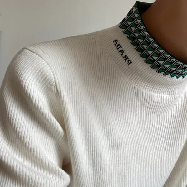 프라다 남성 터틀넥 화이트 니트 - Prada Mens White Knits - pra02… - 1