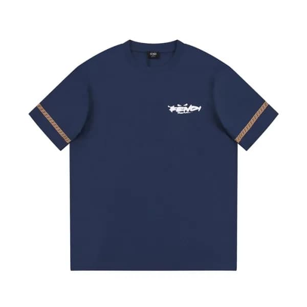 펜디 남성 네이비 크루넥 반팔티 - Fendi Mens Navy Short sleeved … - 1