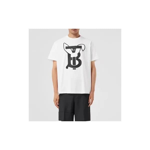 버버리 남성 화이트 크루넥 반팔티 - Burberry Mens White Short Sle… - 1