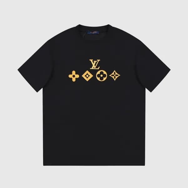 루이비통 남성 블랙 크루넥 반팔티 - Louis vuitton Mens Black Shor… - 1