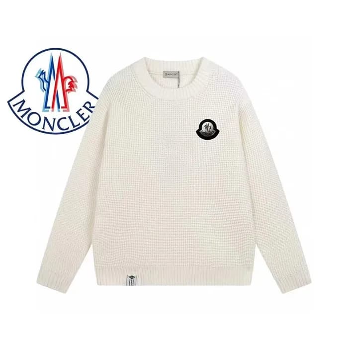 몽클레어 남성 화이트 크루넥 니트 - Moncler Mens White Knits - mo… - 1