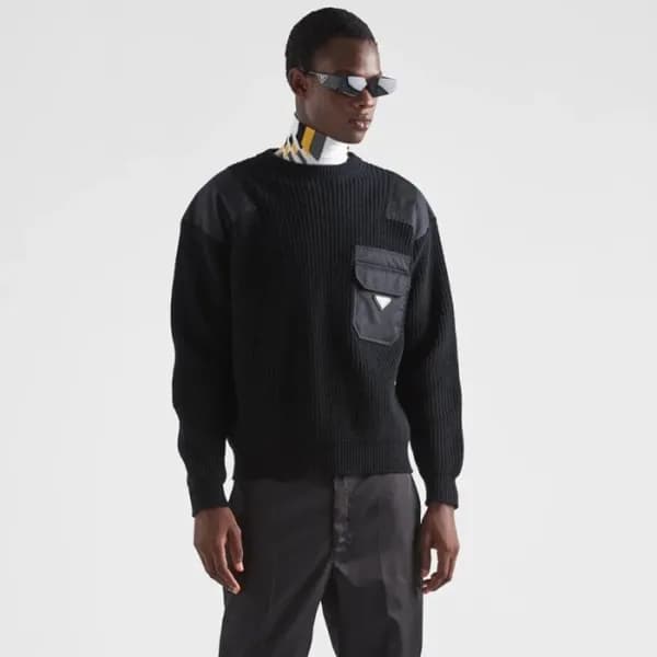 프라다 남성 크루넥 블랙 스웨터 - Prada Mens Black Sweaters - pr… - 1
