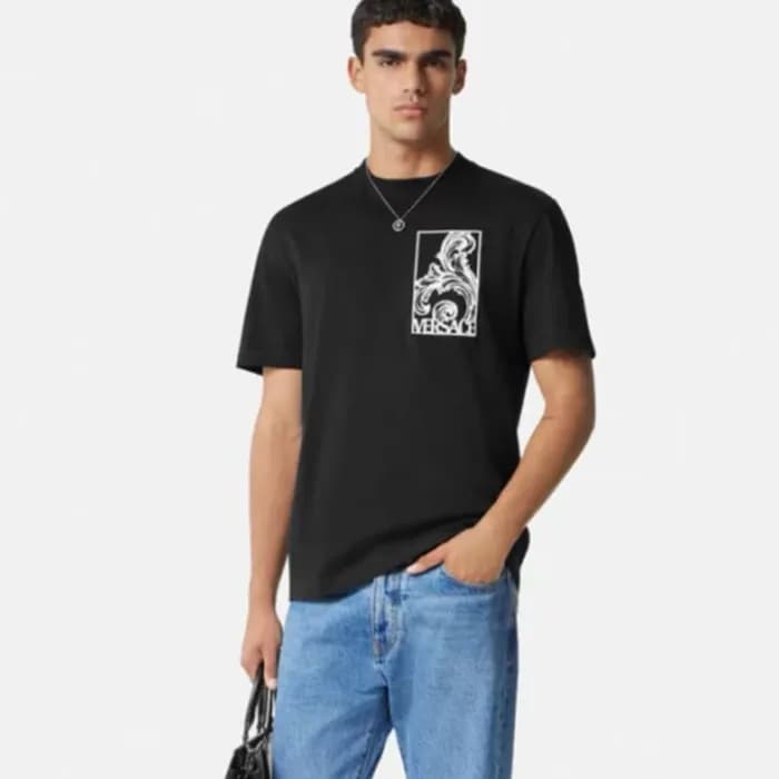 베르사체 남성 이니셜 블랙 반팔티 - Versace Mens Initial Black Ts… - 1