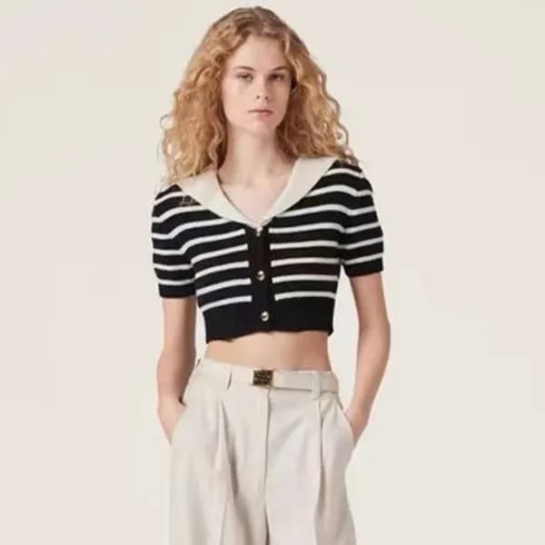 미우미우 여성 블랙 반팔티 - Miumiu Ladys Black Tshirts - muc8… - 1