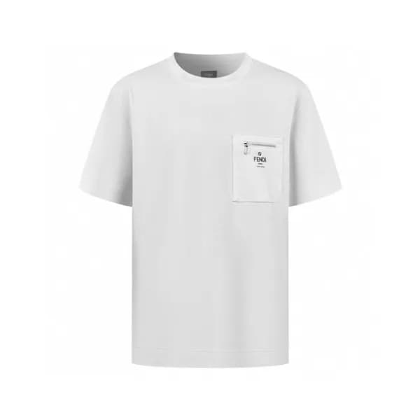 펜디 남성 화이트 반팔 티셔츠 - Fendi Mens White Tshirts - fec9… - 1