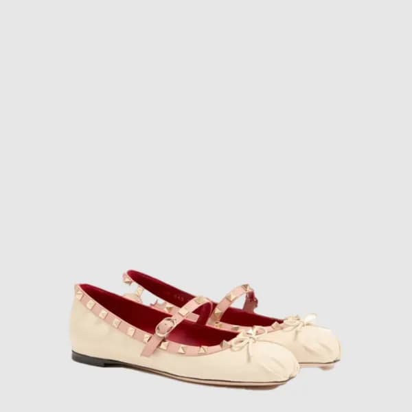 발렌티노 여성 락스터드 발레리나 - Valentino Womens Rockstud Ballerinas - vas14835x - 1