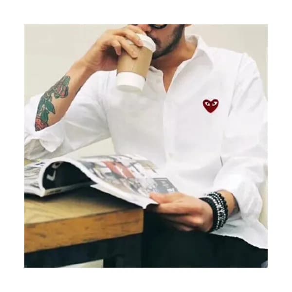 Cdgplay 2018 Mens White Shirts - 꼼데가르송 남성 화이트 셔츠 -… - 1