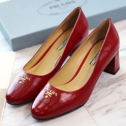 Prada 2019 Ladies Steel Logo Saffiano Leather Pump… - 1