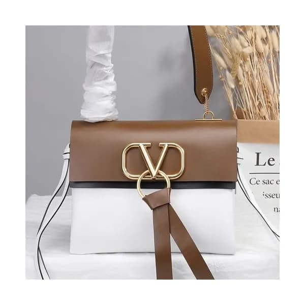 Valentino 2019 V-ring Leather Shoudler Bag,24CM - … - 1