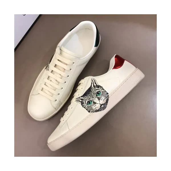 Gucci 2019 Mens Cat Printing Leather Sneakers - 구찌… - 1