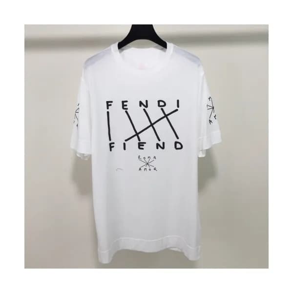 Fendi 2019 Mens Logo Cotton Short Sleeved Oversize… - 1