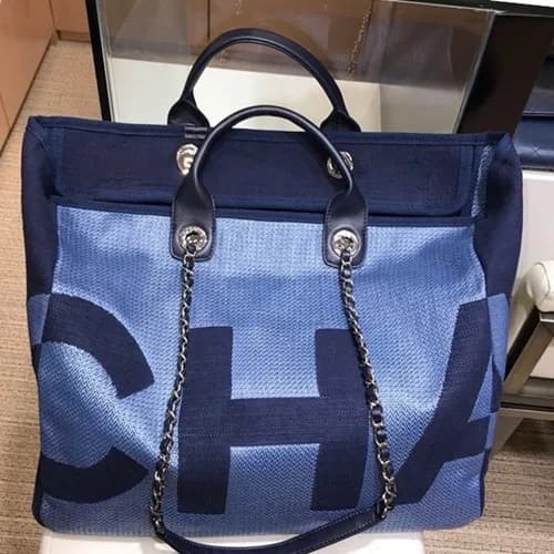 Chanel 2019 Canvas Tote Shoulder Shopper Bag ,38CM… - 1