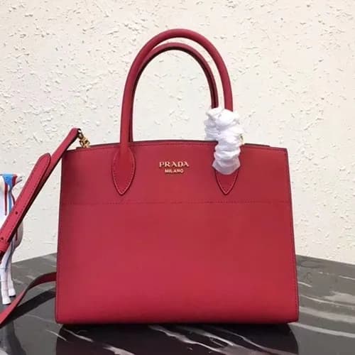Prada 2019 Bibliothque Leather Tote Shoulder Bag,3… - 1