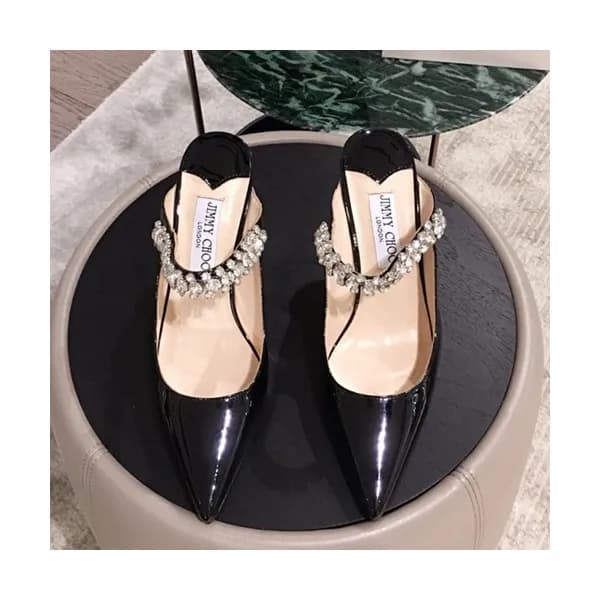 Jimmy-Choo 2019 Ladies Crystal Patent Strap Slippe… - 1