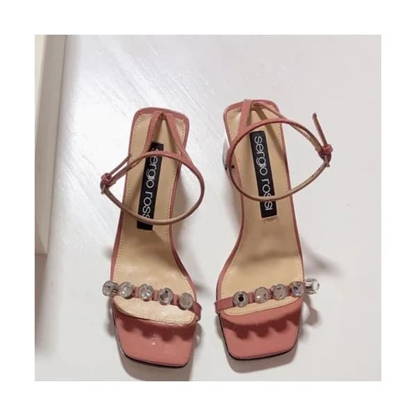 Sergio Rossi 2019 Ladies Middle Heel Sandal- 세르지오…