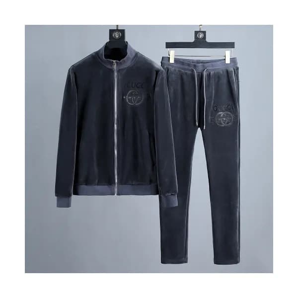Gucci 2019 Mens Logo Velvet Training Clothes&Pants… - 1