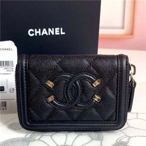 Chanel 2021 Women's Leather Card Purse,11cm,CH… - 1