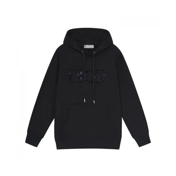 Dior Mm/Wm Logo Casual Cotton Hoodie Black - 디올 … - 1