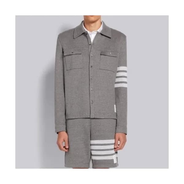 Thom Browne Mens Strap Crew-neck Cotton Tshirts G… - 1