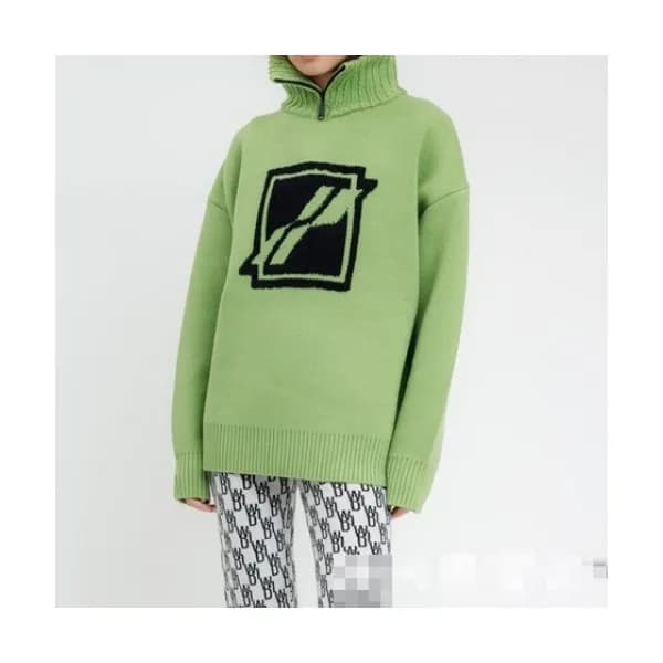 WELLDONE Mm/Wm Retro Logo Crew-neck Sweaters Gree… - 1