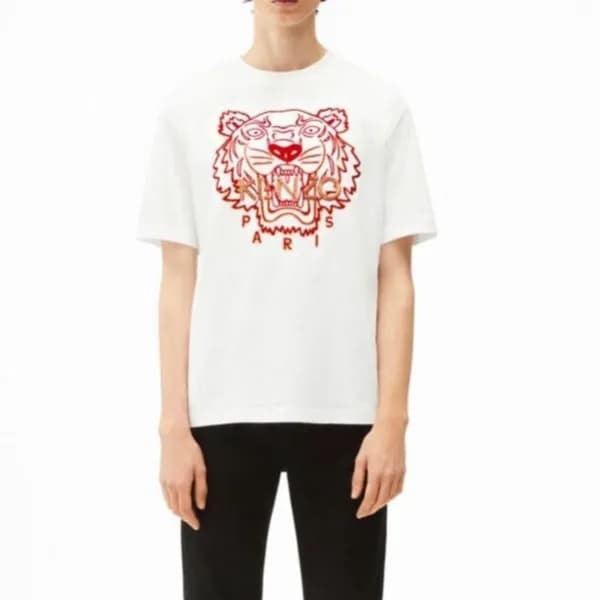 겐조 남/녀 화이트 크루넥 반팔티 - Unisex White Tshirts - ken019… - 1