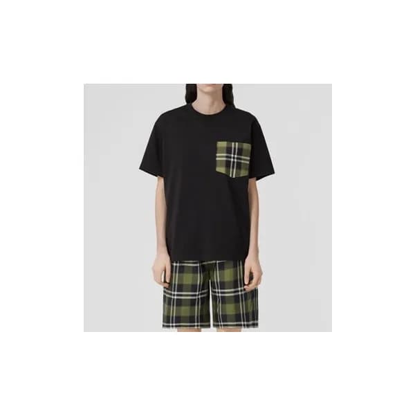 버버리 남/녀 블랙 크루넥 반팔티 - Unisex Black Tshirts - Bur043… - 1