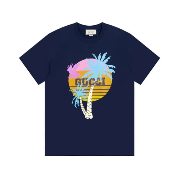 구찌 남/녀 네이비 크루넥 반팔티 - Unisex Navy Tshirts - guc0493… - 1