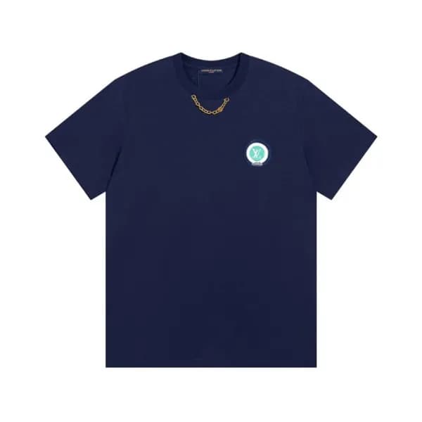 루이비통 남성 네이비 크루넥 반팔티 - Mens Navy Tshirts - lou05010… - 1