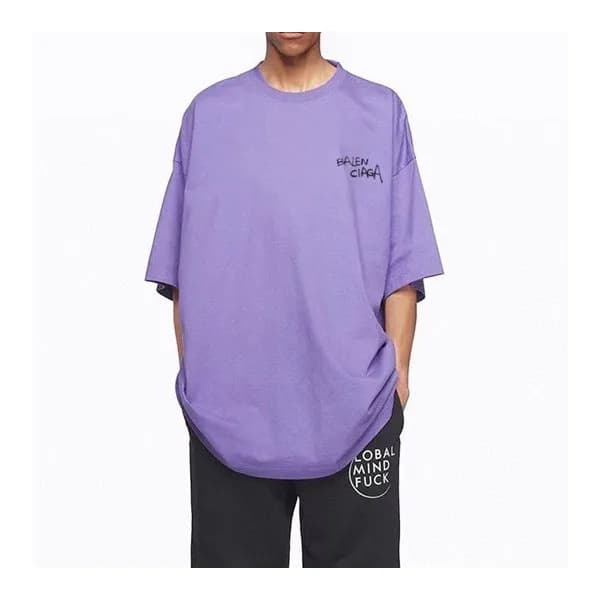 발렌시아가 남성 크루넥 퍼플 반팔티 - Mens Purple Tshirts - bal016… - 1