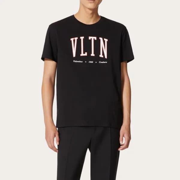 발렌티노 남성 블랙 크루넥 반팔티 - Valentino Mens Black Tshirts … - 1