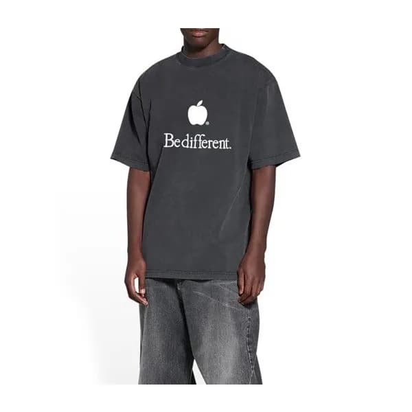 발렌시아가 남성 크루넥 블랙 반팔티 - Balenciaga Mens Black Short … - 1