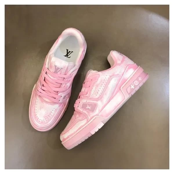 루이비통 남/녀 핑크 스니커즈 - Louis vuitton Unisex Pink Sneak… - 1