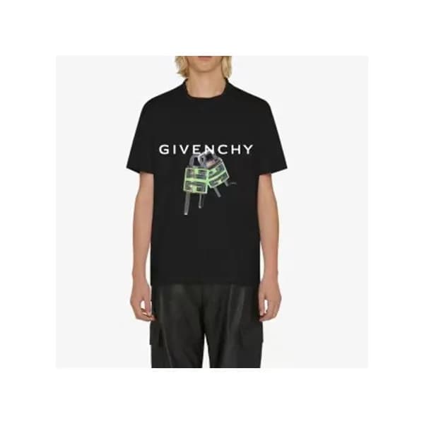 지방시 남성 크루넥 블랙 반팔티 - Givenchy Mens Black Short Slee… - 1