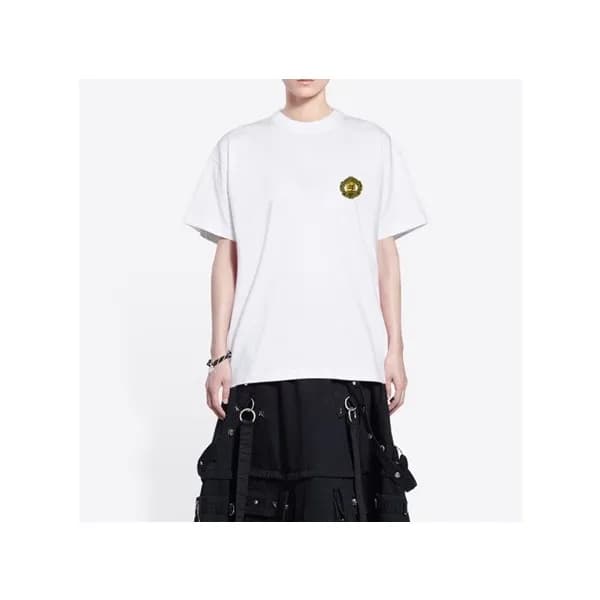 발렌시아가 남성 크루넥 화이트 반팔티 - Balenciaga Mens White Short… - 1