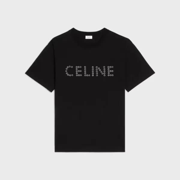 셀린느 남성 크루넥 블랙 반팔티 - Celine Mens Black Short sleeve… - 1