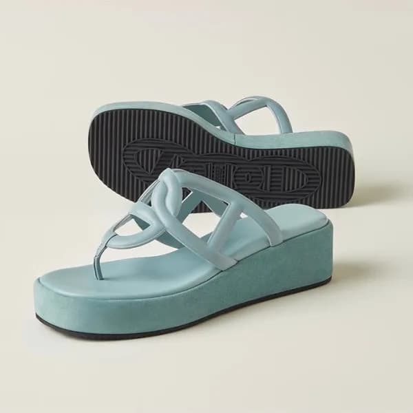 에르메스 여성 베이직 블루 뮬 - Hermes Womens Blue Mule - he161… - 1