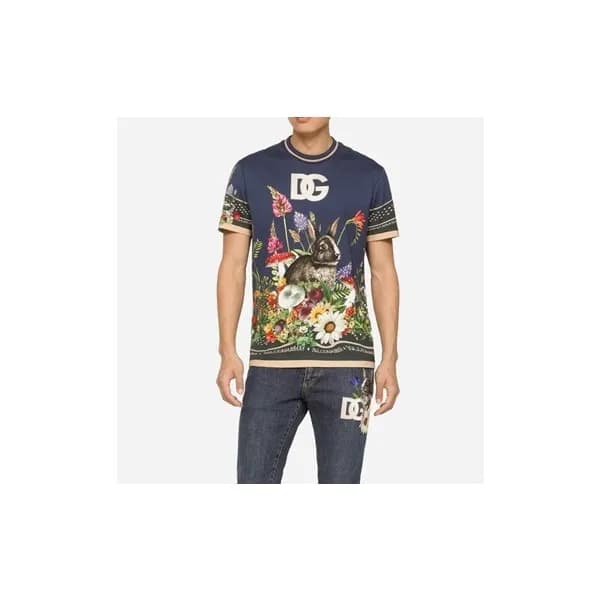 돌체앤가바나 남성 네이비 크루넥 반팔티 - Dolce&Gabbana Mens Navy Ts… - 1