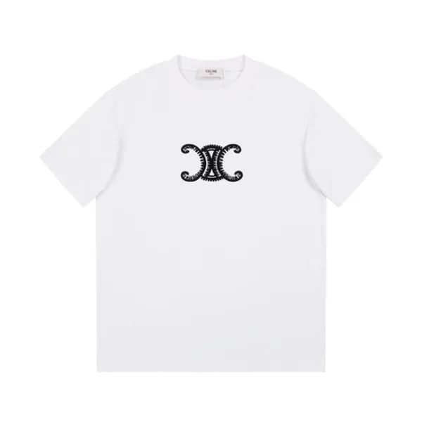 셀린느 남성 크루넥 화이트 반팔티 - Celine Mens White Short sleev… - 1