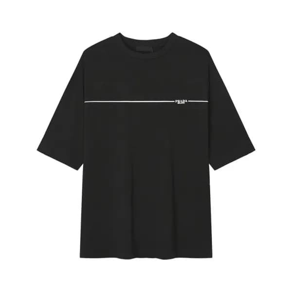 프라다 남성 크루넥 블랙 반팔티 - Prada Mens Black Short sleeved… - 1
