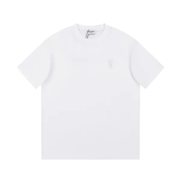 입생로랑 남성 화이트 크루넥 반팔티 - Saint laurent Mens White Sho… - 1