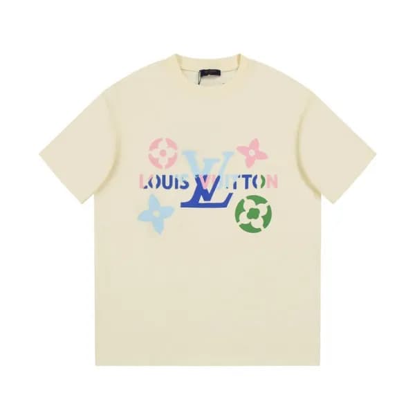 루이비통 남성 아이보리 크루넥 반팔티 - Louis vuitton Mens Ivory Sh… - 1