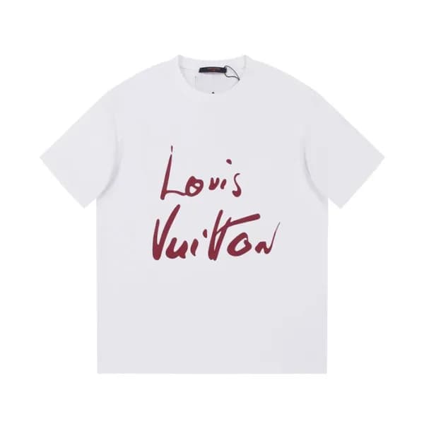 루이비통 남성 화이트 크루넥 반팔티 - Louis vuitton Mens White Sho… - 1