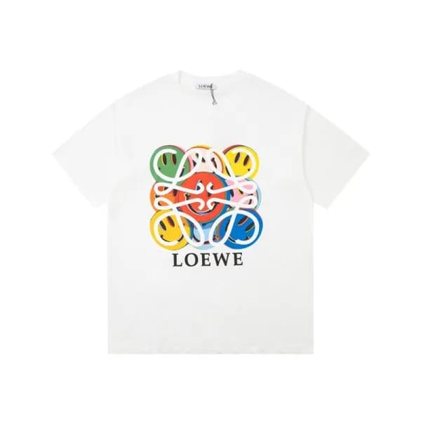 로에베 남/녀 이니셜 화이트 반팔티 - Loewe Unisex White Short sle… - 1
