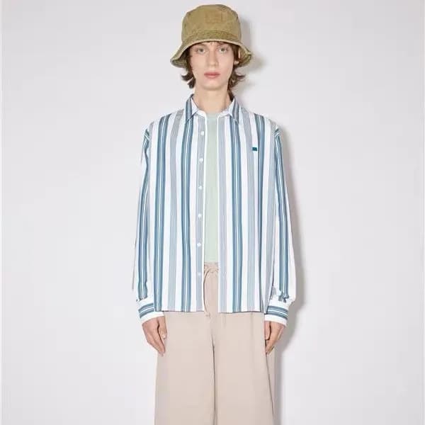아크네 남/녀 베이직 블루 셔츠 - Acne Unisex Blue Tshirts - acn… - 1