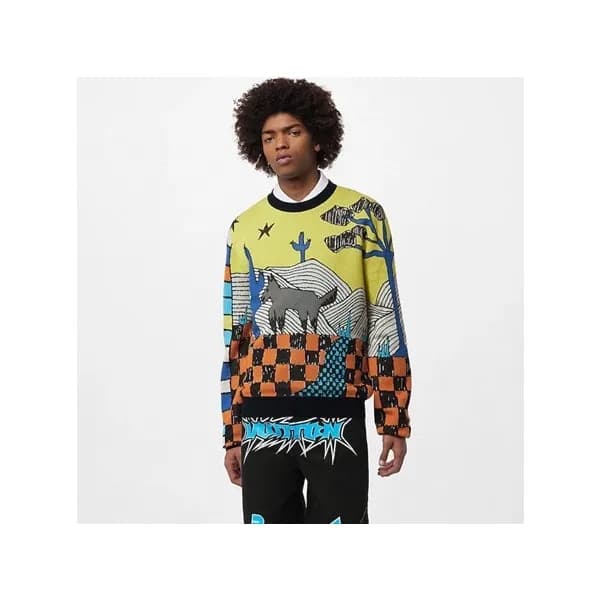 루이비통 남성 그린 크루넥 니트 - Louis vuitton Mens Green Sweat… - 1