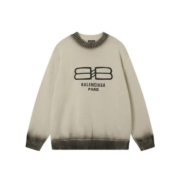 발렌시아가 남성 크루넥 니트 - Balenciaga Mens Ivory Knits - ba… - 1