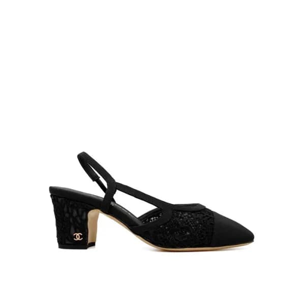 샤넬 여성 미들힐 슬링백 - Chanel Womens Black Slingback - ch… - 1